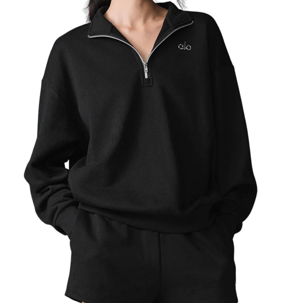 Alo Yoga Accolade 1/4 Zip Pullover Black XS NWT $148